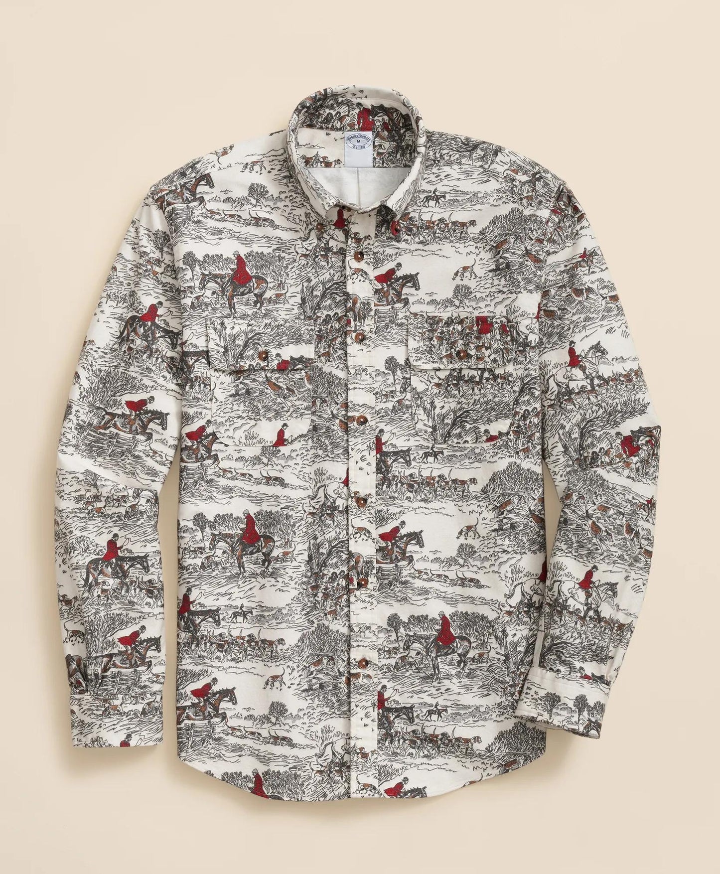 Cotton Flannel Archive Equestrian Print Sport Shirt | Brooks Brothers for sale