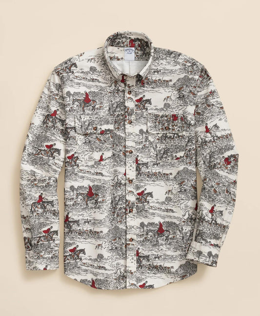 Cotton Flannel Archive Equestrian Print Sport Shirt | Brooks Brothers for sale