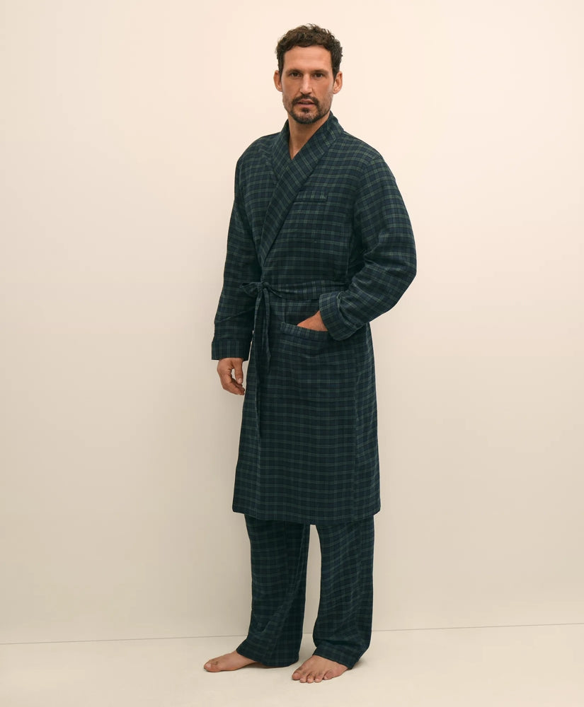 Cotton Flannel Tartan Robe | Brooks Brothers discount
