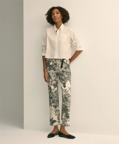 Cotton Floral Cropped Kick Flare Jeans | Brooks Brothers discount