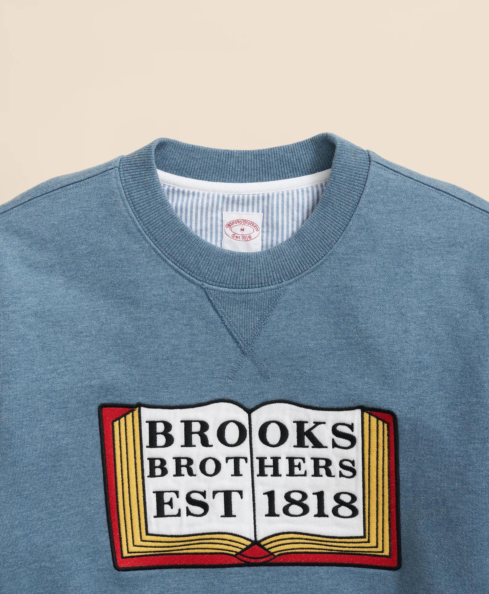 Cotton French Terry Embroidered Book Sweatshirt | Brooks Brothers on sale