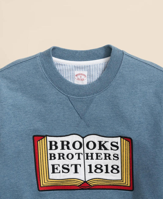 Cotton French Terry Embroidered Book Sweatshirt | Brooks Brothers on sale