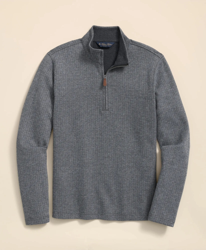 Cotton Herringbone Quarter-Zip | Brooks Brothers online shop - US 2021