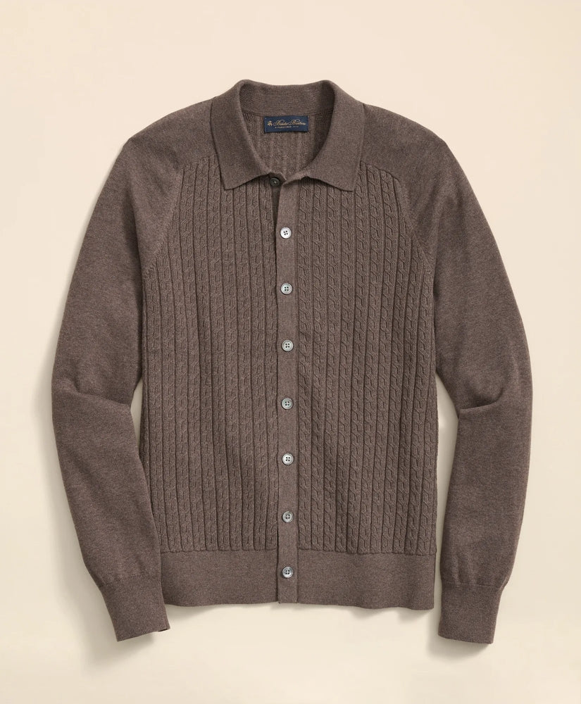 Cotton Mini-Cable Polo Cardigan | Brooks Brothers online - US 5169