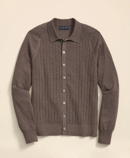 Cotton Mini-Cable Polo Cardigan | Brooks Brothers online - US 5169