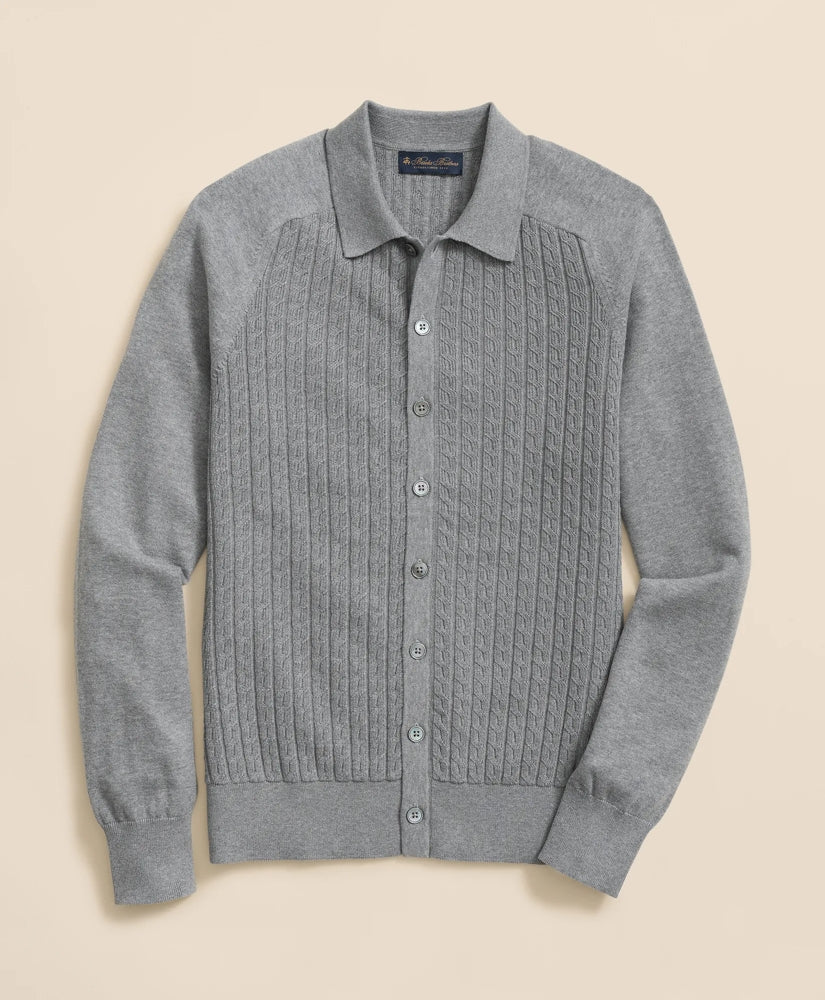 Cotton Mini-Cable Polo Cardigan | Brooks Brothers online - US 5169