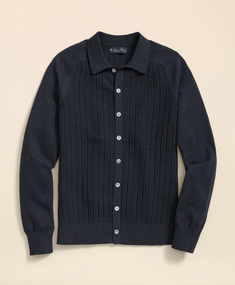 Cotton Mini-Cable Polo Cardigan | Brooks Brothers online - US 5169