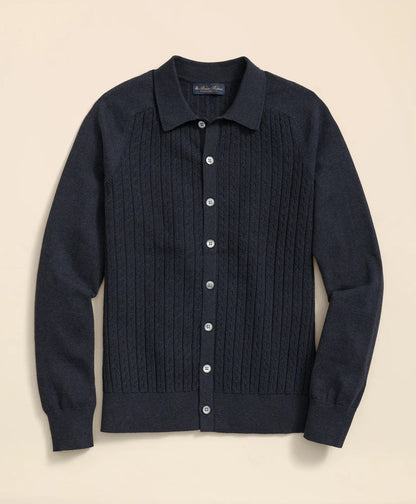 Cotton Mini-Cable Polo Cardigan | Brooks Brothers online - US 5169