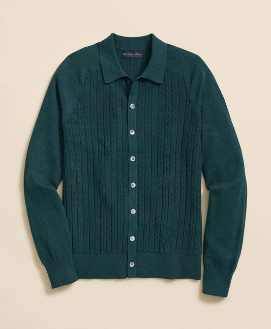 Cotton Mini-Cable Polo Cardigan | Brooks Brothers online