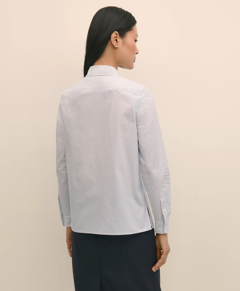 Cotton Poplin Pinstripe Embellished Shirt | Brooks Brothers discount