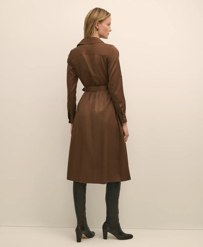 Cotton Sateen Fit-And-Flare Belted Shirt Dress | Brooks Brothers online