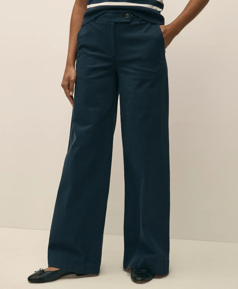 Cotton Twill Wide-Leg Pant | Brooks Brothers discount