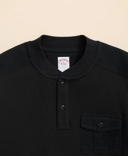 Cotton-Wool Blend Waffle Knit Henley | Brooks Brothers on sale