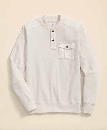 Cotton-Wool Blend Waffle Knit Henley | Brooks Brothers on sale - US 2160