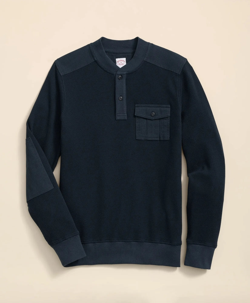Cotton-Wool Blend Waffle Knit Henley | Brooks Brothers on sale - US 2160