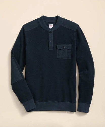 Cotton-Wool Blend Waffle Knit Henley | Brooks Brothers on sale - US 2160