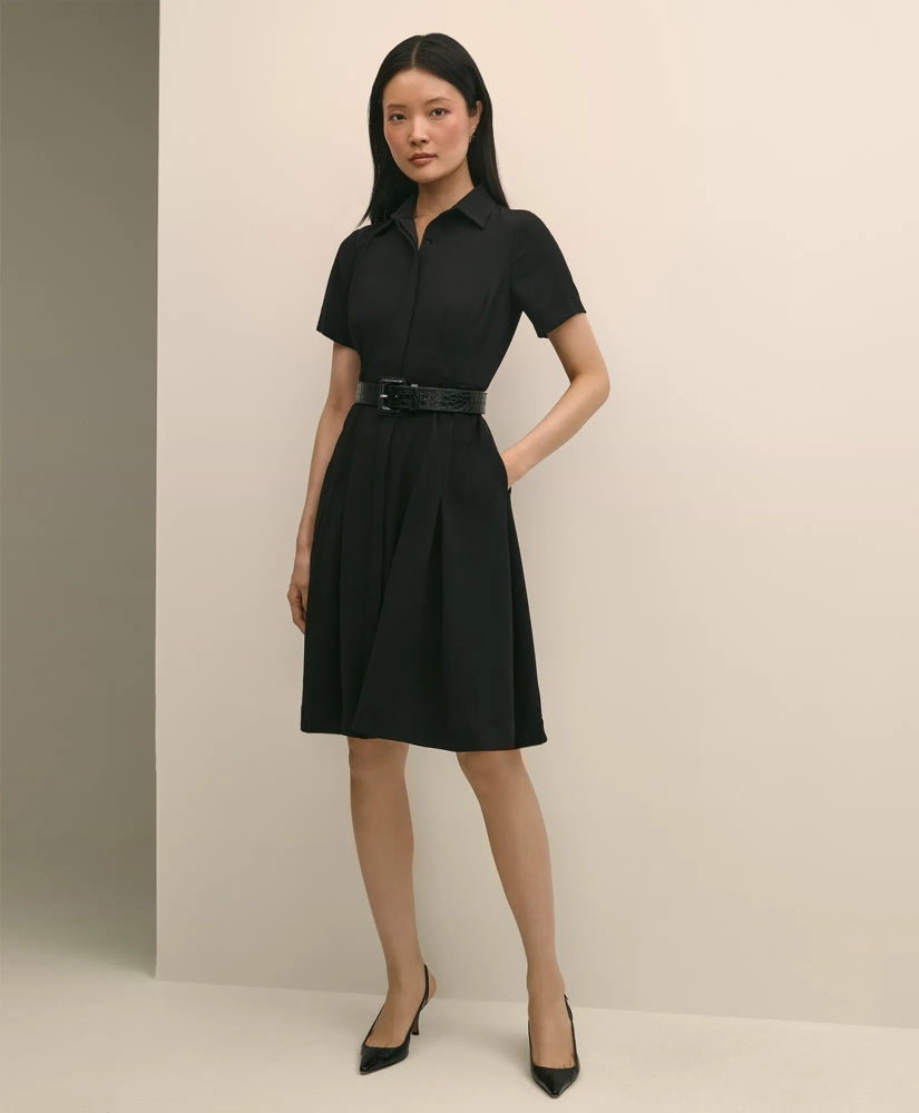 Crepe Pleated Shirt Dress | Brooks Brothers for sale