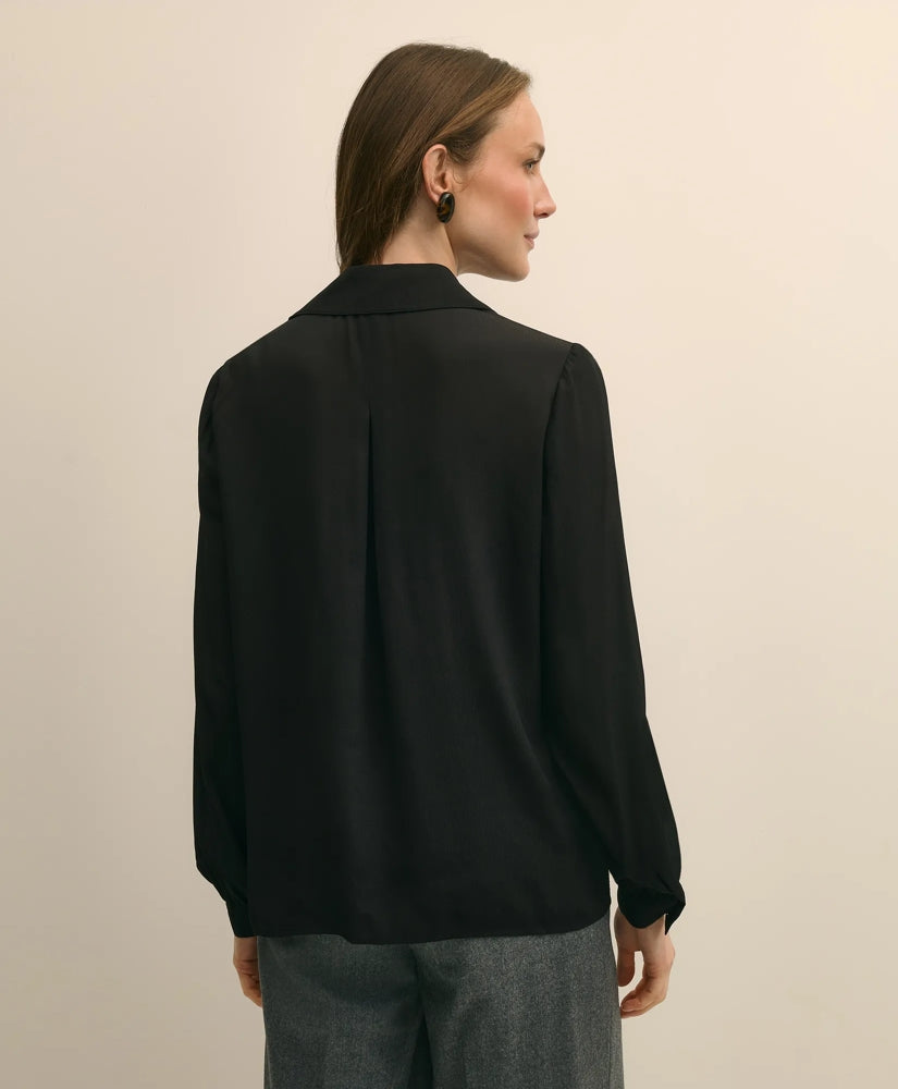 Crepe Open V-Neck Blouse | Brooks Brothers sale