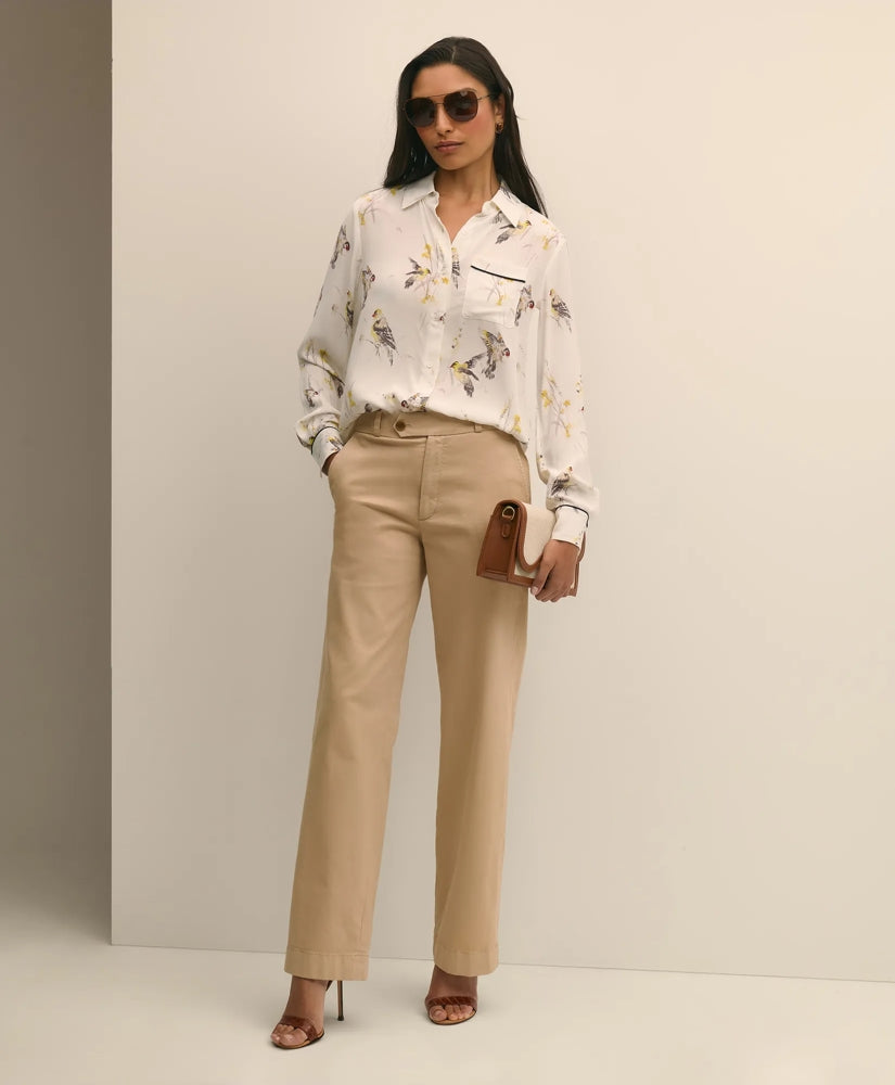 Crepe Tipped Soft Blouse in Bird Print | Brooks Brothers cheap