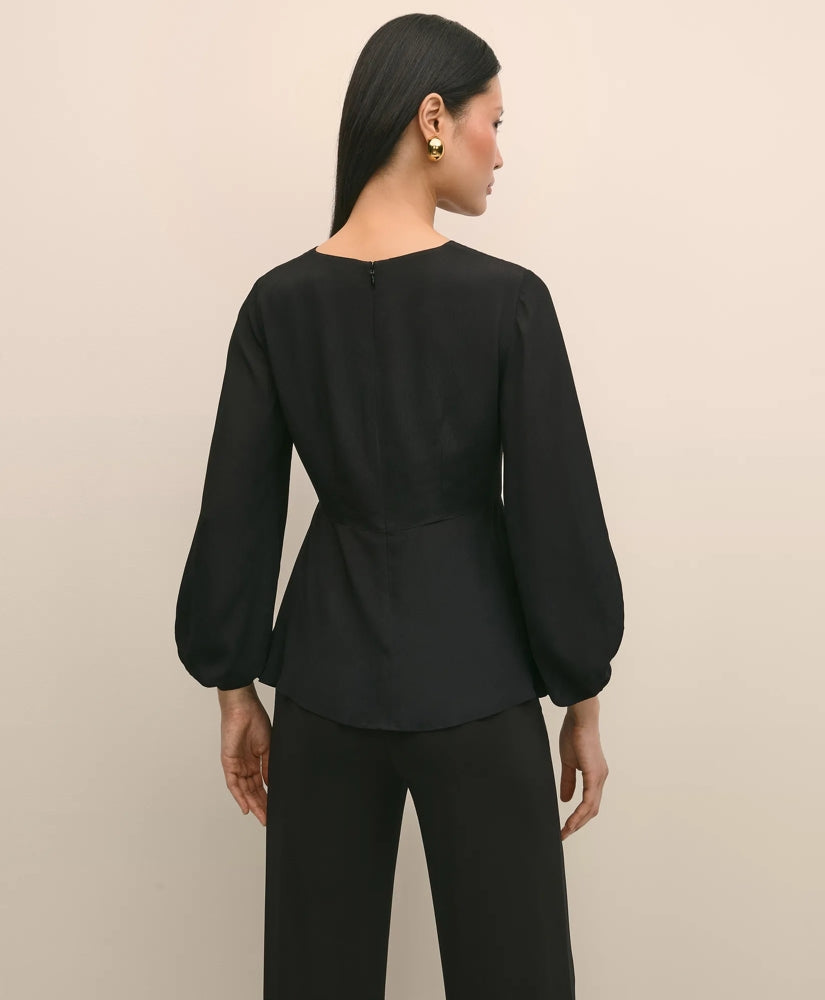 Crepe V-Neck Peplum Blouse | Brooks Brothers sale