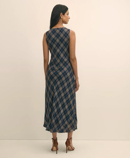 Crinkle Chiffon Plaid Maxi Dress | Brooks Brothers for sale