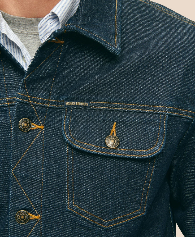 Dark Rinse Denim Trucker Jacket | Brooks Brothers online shop