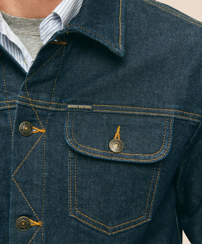 Dark Rinse Denim Trucker Jacket | Brooks Brothers online shop