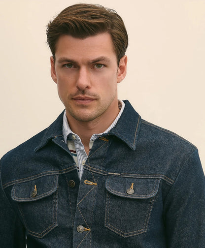 Dark Rinse Denim Trucker Jacket | Brooks Brothers online shop