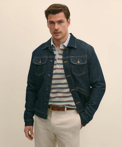 Dark Rinse Denim Trucker Jacket | Brooks Brothers online shop