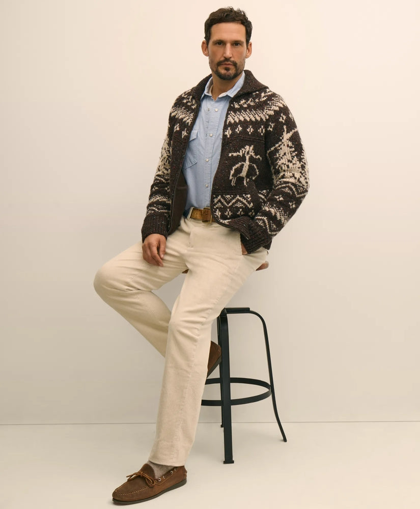 Donegal Wool Emblem Chunky Zip Cardigan | Brooks Brothers cheap