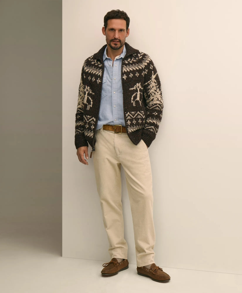 Donegal Wool Emblem Chunky Zip Cardigan | Brooks Brothers cheap
