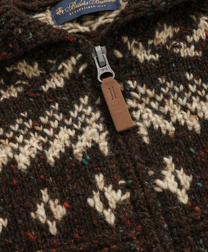 Donegal Wool Emblem Chunky Zip Cardigan | Brooks Brothers cheap