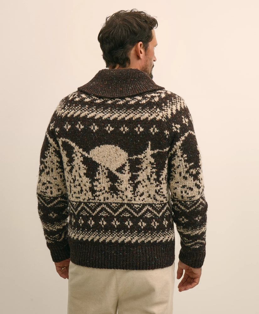 Donegal Wool Emblem Chunky Zip Cardigan | Brooks Brothers cheap
