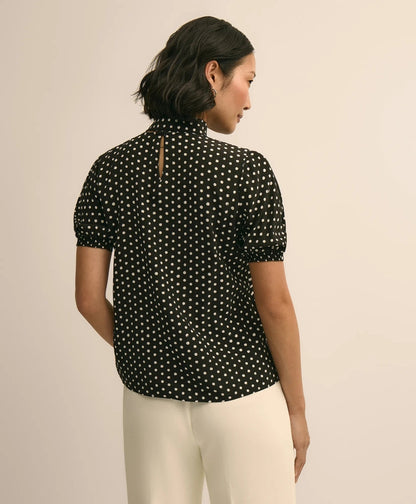 Dot-Print Tie-Neck Blouse | Brooks Brothers online shop
