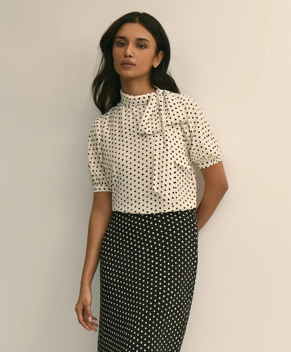 Dot-Print Tie-Neck Blouse | Brooks Brothers online shop - US 4013