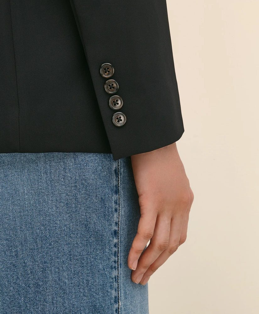 Double-Breasted Peak Lapel Jacket in Fine Twill Stretch Crepe | Brooks Brothers online