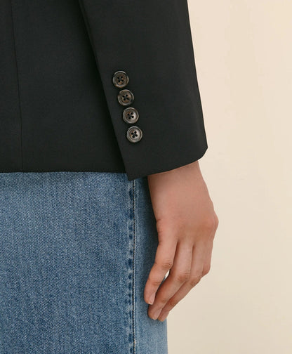 Double-Breasted Peak Lapel Jacket in Fine Twill Stretch Crepe | Brooks Brothers online