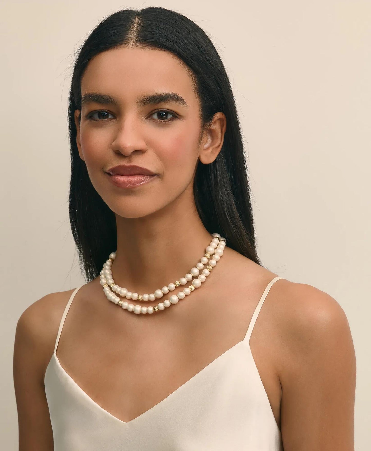 Double Strand Gold-Tone Faux-Pearl Necklace | Brooks Brothers for sale