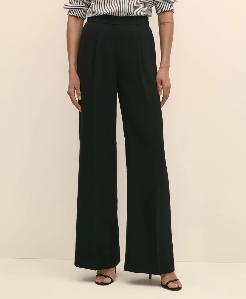 Easy Fit, Elastic Back Crepe Wide-Leg Pants | Brooks Brothers for sale