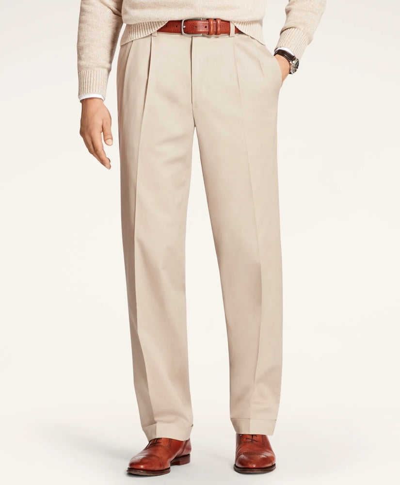Pleated Traditional Fit Stretch Cotton Advantage Chino® Pants | Brooks Brothers online - US 9551