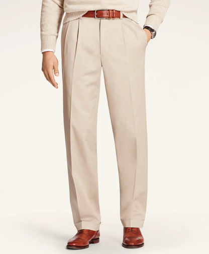 Pleated Traditional Fit Stretch Cotton Advantage Chino® Pants | Brooks Brothers online - US 9551