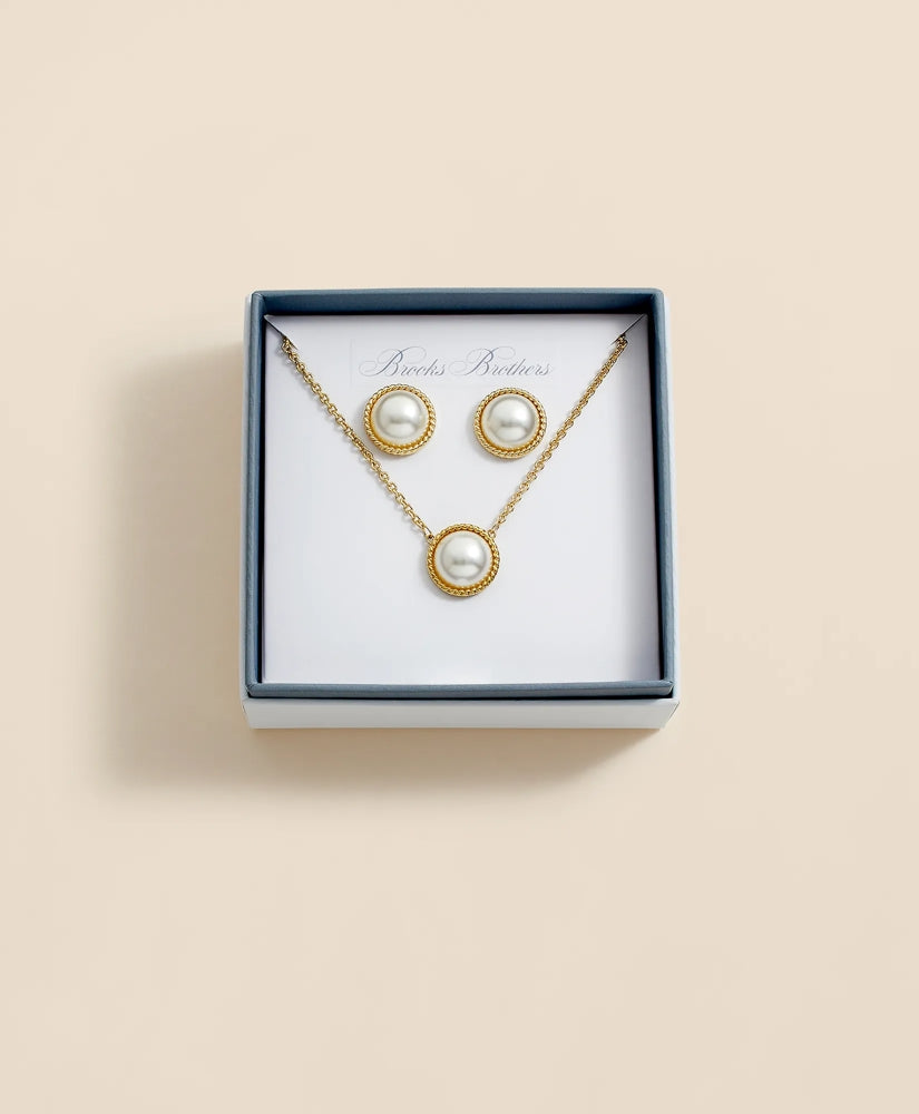 Faux Pearl Cabochon Rope-Bezel Set | Brooks Brothers sale
