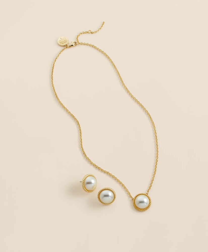 Faux Pearl Cabochon Rope-Bezel Set | Brooks Brothers sale
