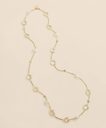 Faux Pearl, Faceted Glass and Cubic Zirconia Long Necklace | Brooks Brothers on sale