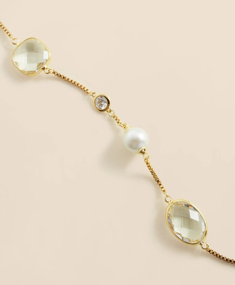 Faux Pearl, Faceted Glass and Cubic Zirconia Long Necklace | Brooks Brothers on sale