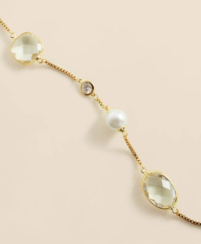 Faux Pearl, Faceted Glass and Cubic Zirconia Long Necklace | Brooks Brothers on sale