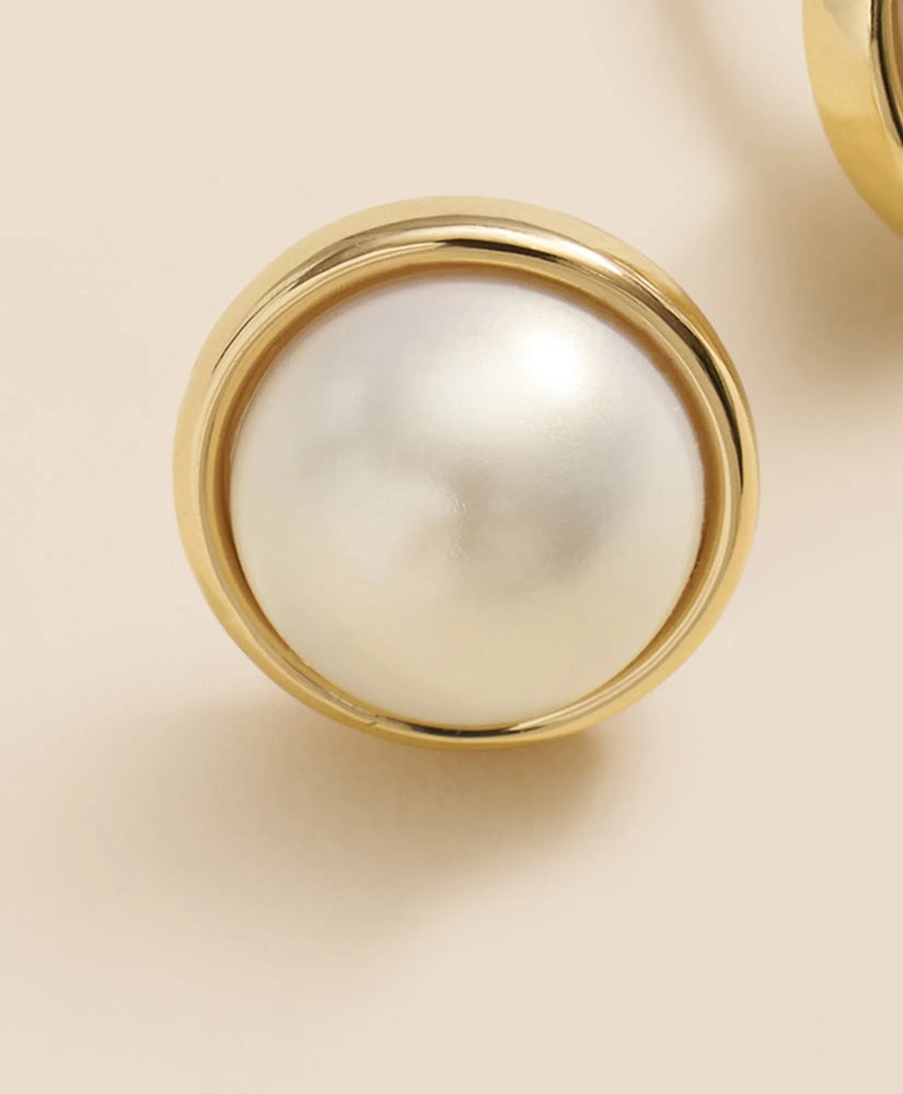 Faux-Pearl Gold-Plated Smooth Bezel Stud Earrings | Brooks Brothers cheap