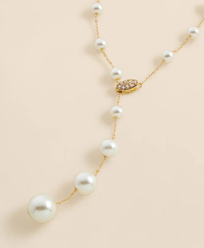 Faux Pearl & Gold-Toned Y-Neck Necklace | Brooks Brothers cheap