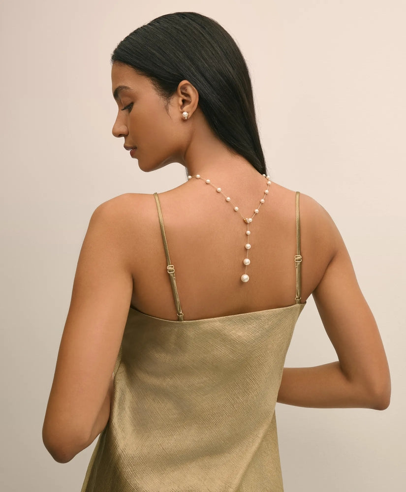 Faux Pearl & Gold-Toned Y-Neck Necklace | Brooks Brothers cheap