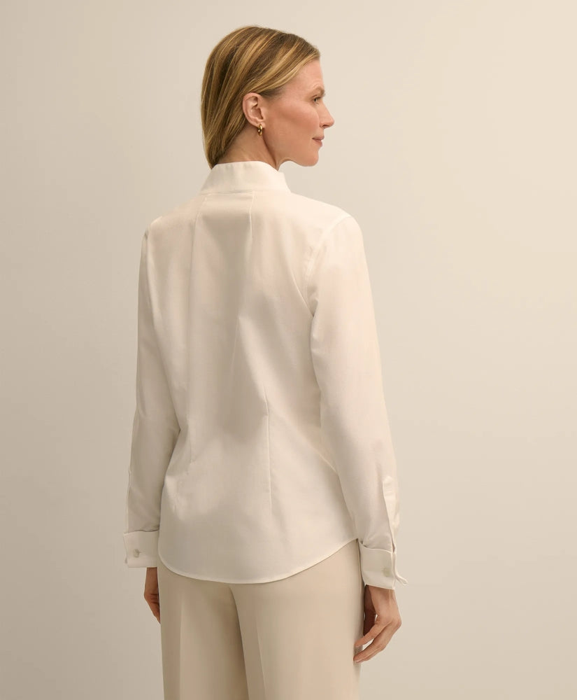 Fitted Funnel Neck Shirt in Non-Iron Royal Oxford Cotton | Brooks Brothers sale